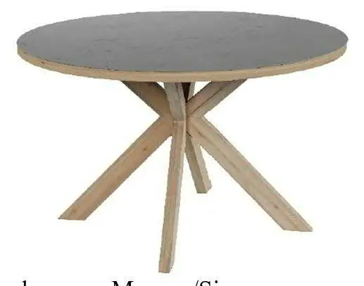 MCA Esstisch modern Moreno Platte Keramik Anthrazit Gestell Eiche massiv ca. 120 cm Durchmesser