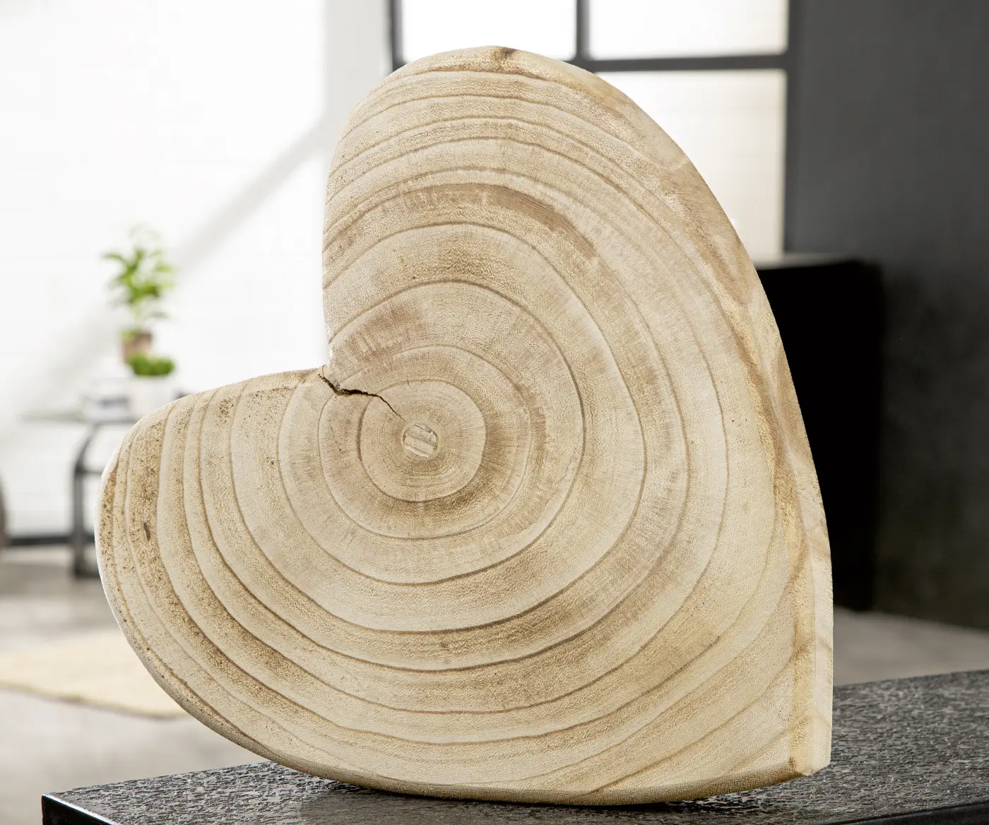 Gilde Dekoobjekt Herz naturfarben 40 cm Holz