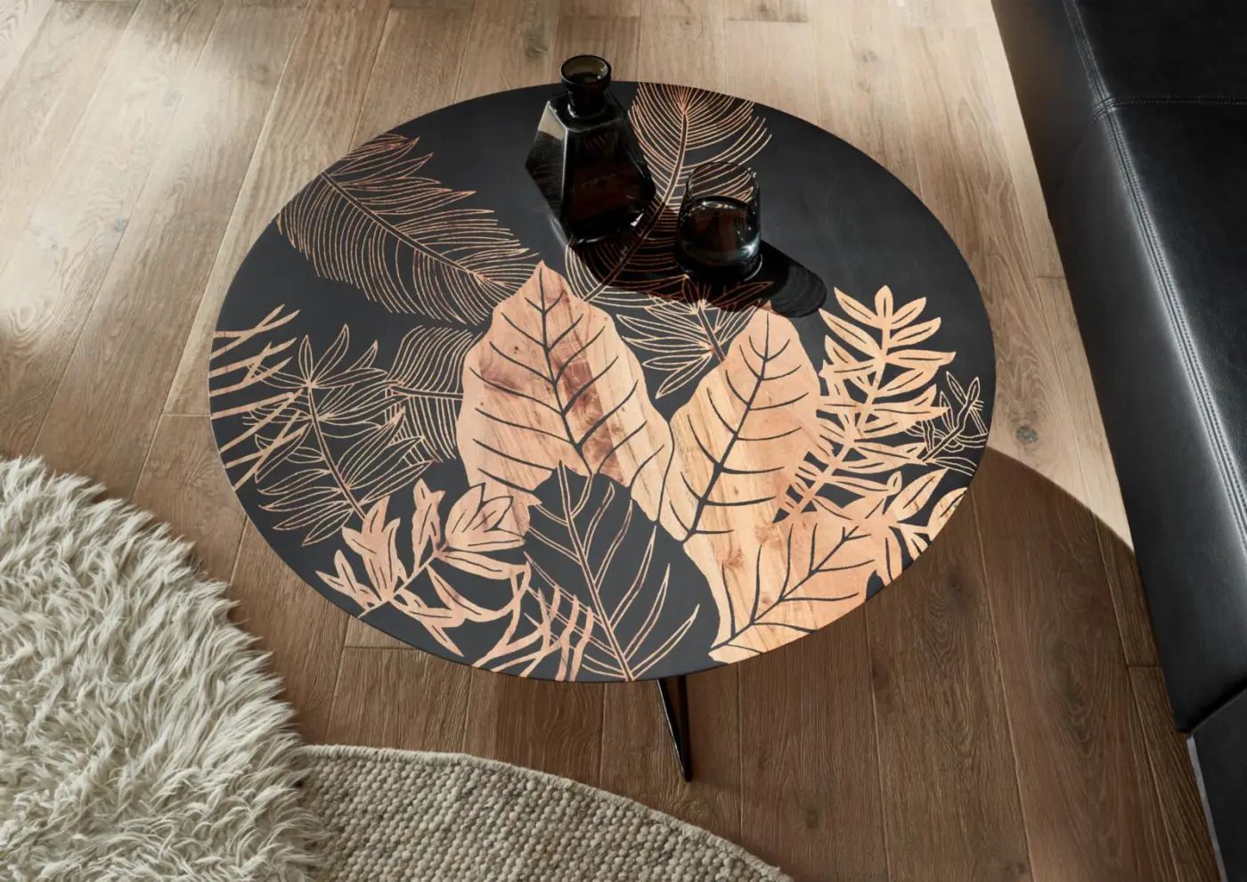 MCA Couchtische Mirandela Mangoholz mit Druck  85 x 45 x 85cm