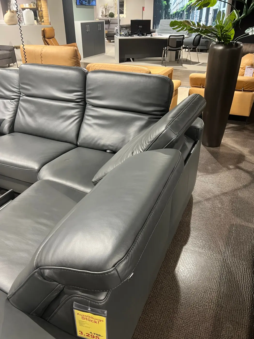 Hukla Wohnlandschaft mit Funktionen anthrazit ca. 291 x 261 cm