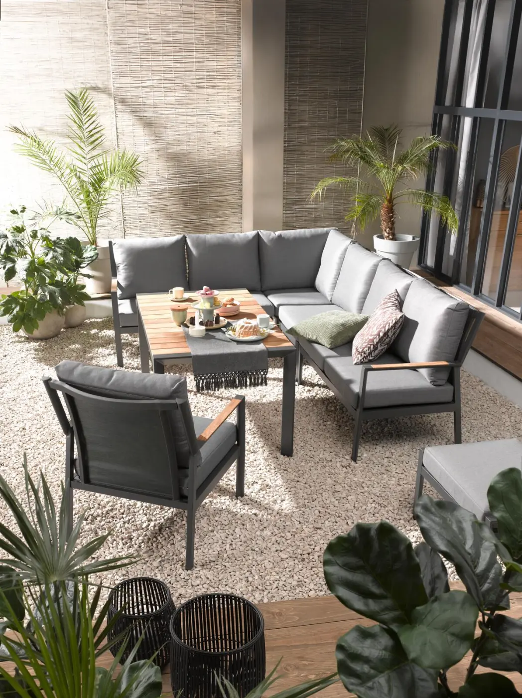 Siena Garden Speiselounge Londra jeans grau/anthrazit matt ca. 203 x 280 cm