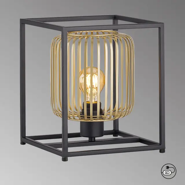 Fischer & Honsel  Tischleuchte Caydo sandschwarz/gold 