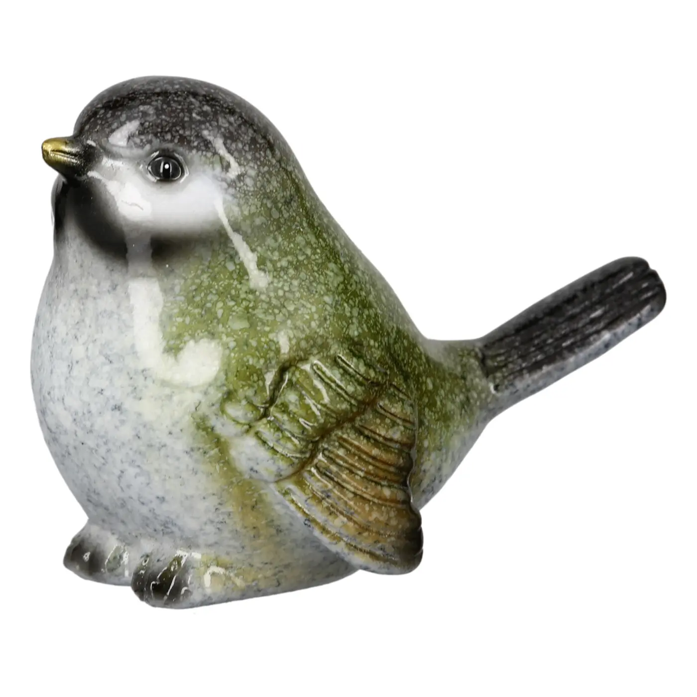 Gilde Figur Vogel braun, grün, orange 8,5 cm Kunstharz