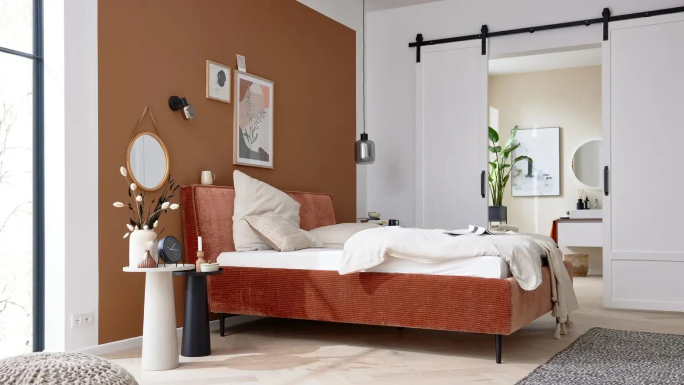 Interliving Polsterbettgestell Serie 1417 Breitcord kupfer LF 180 x 200 cm