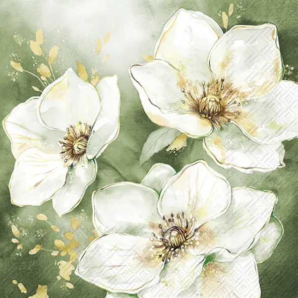 Ihr Lunch-Servietten GOLDEN GRACE green 33X33 cm