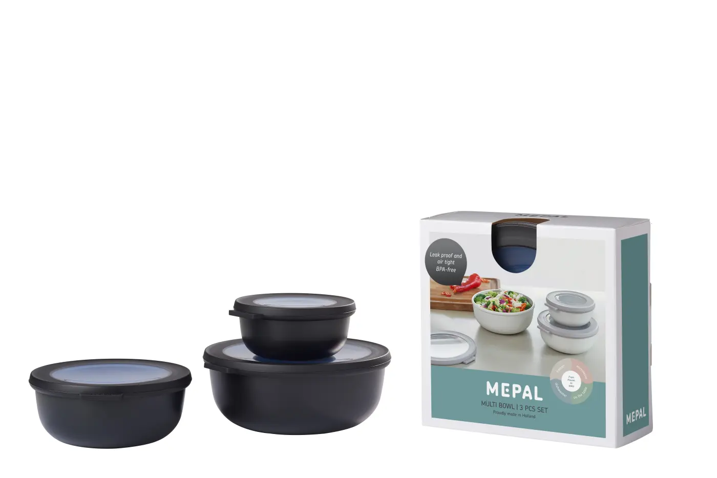 Mepal Multischüssel-Set 3-tlg. 350/750/1250 ml Cirqula Nordic Black