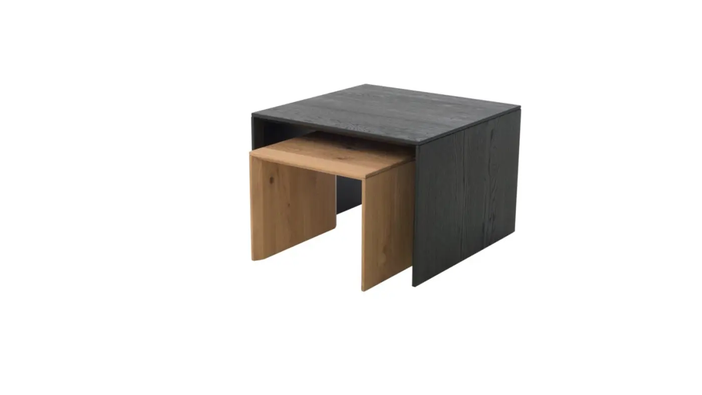 Interliving  Couchtischkombi Serie 2033 Asteiche bianco/schwarz ca.  65 x 46 x 65 cm
