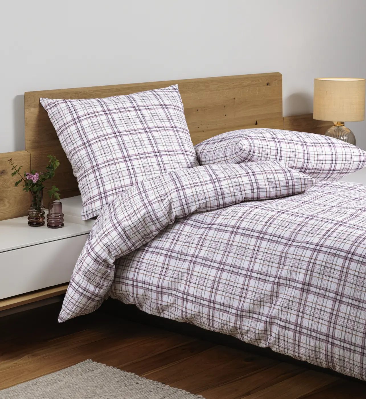 Janine Mako-Soft-Seersucker Bettwäsche TANGO altrosa 135x200,80x80 cm