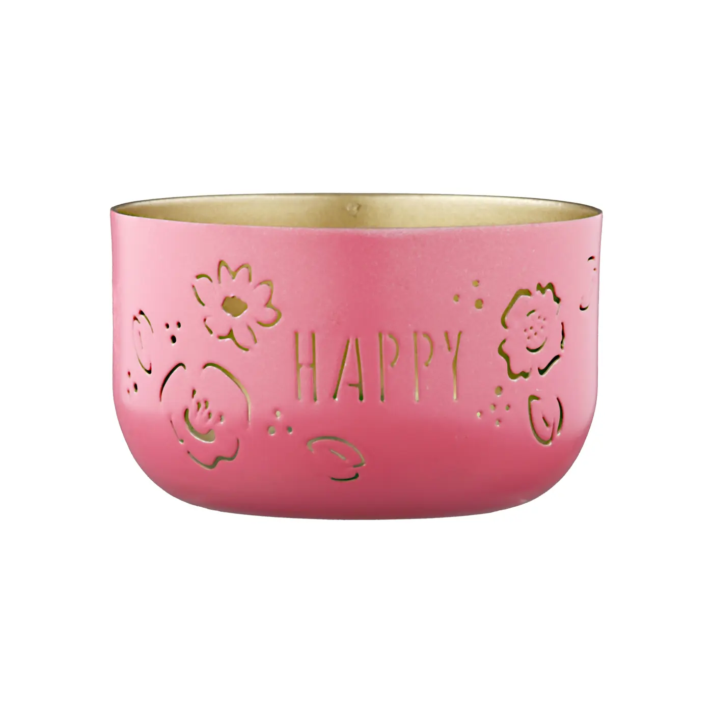 Gilde Teelichtleuchter rund pink 5  cm Metall