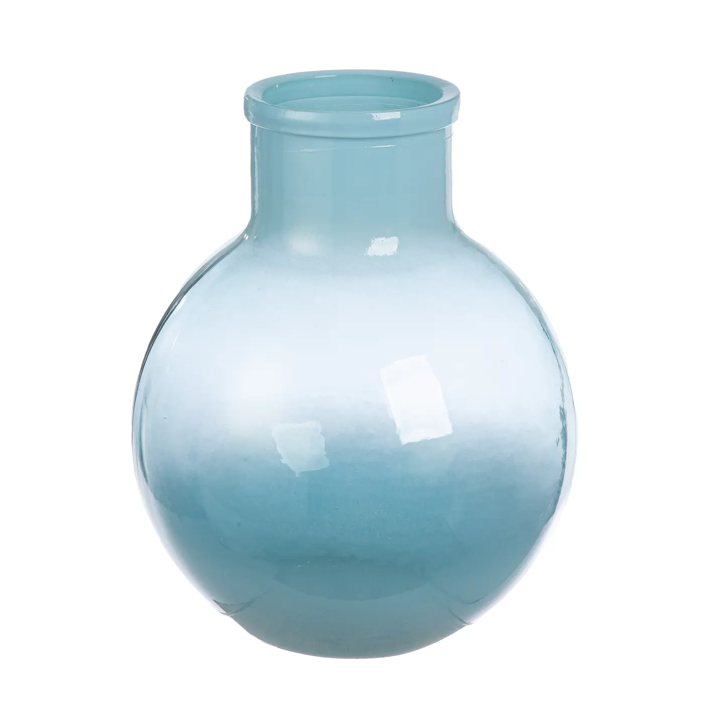 Gilde Handwerk Vase bauchig Novelle Glas blau 31 cm hoch