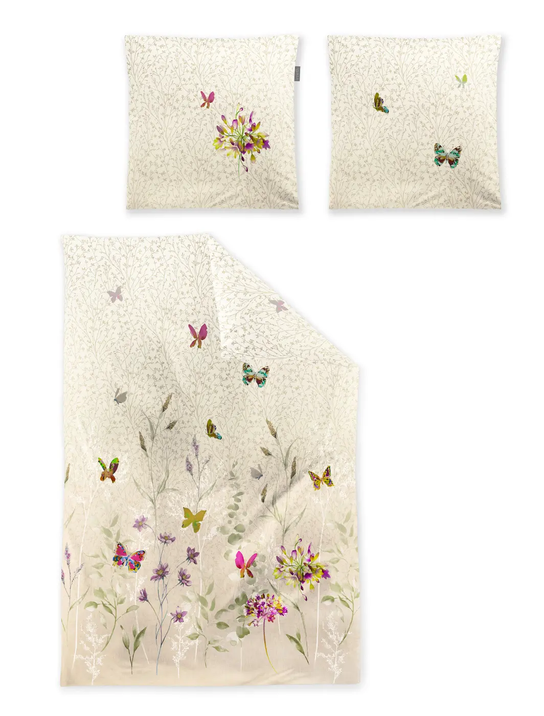 Irisette  Mako-Satin Ganzjahresbettwäsche Wave creme floral 135x200 cm